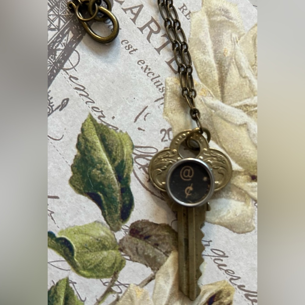 Vintage Repurposed Typewriter Button and Key Necklace